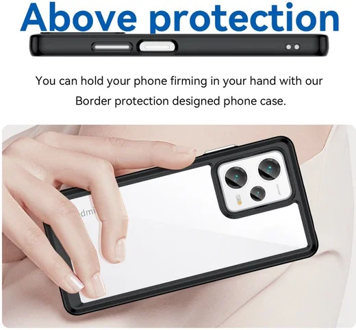 Xiaomi Redmi Note 12 Pro Plus Hoesje Acryl Back Cover Zwart afbeelding 4