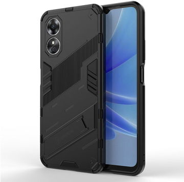 Oppo A17 Hoesje Shockproof Kickstand Back Cover Zwart