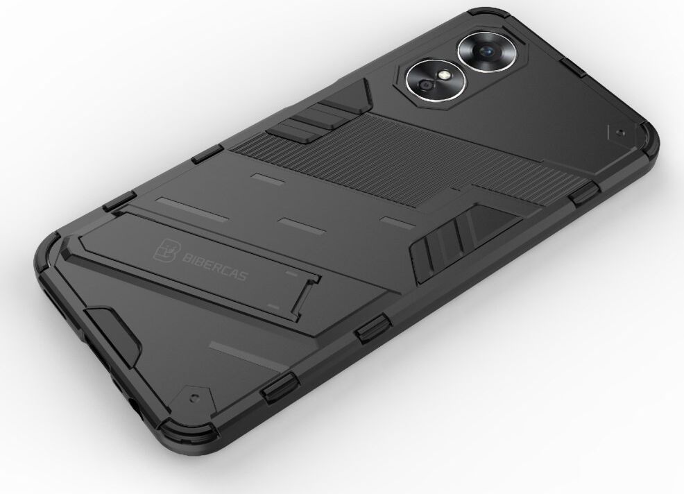Oppo A17 Hoesje Shockproof Kickstand Back Cover Zwart afbeelding 4