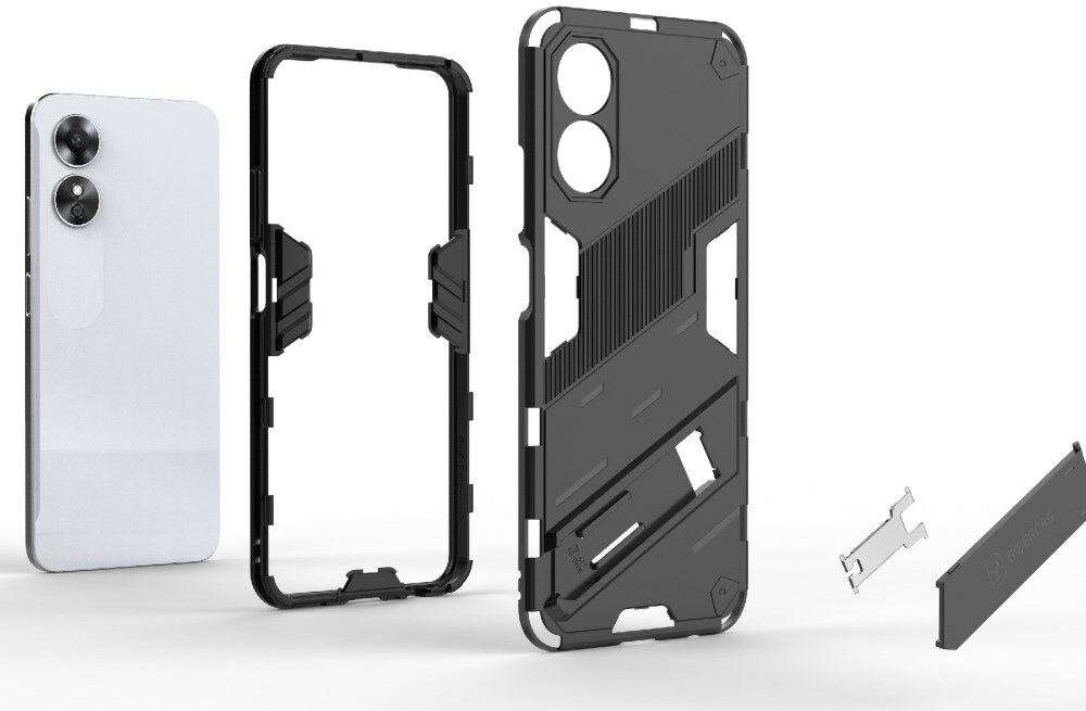 Oppo A17 Hoesje Shockproof Kickstand Back Cover Zwart afbeelding 6