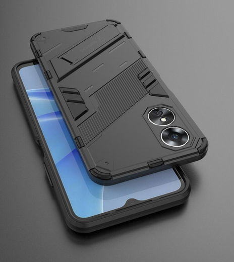 Oppo A17 Hoesje Shockproof Kickstand Back Cover Zwart afbeelding 7