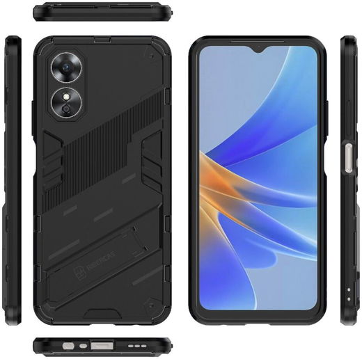 Oppo A17 Hoesje Shockproof Kickstand Back Cover Zwart afbeelding 9