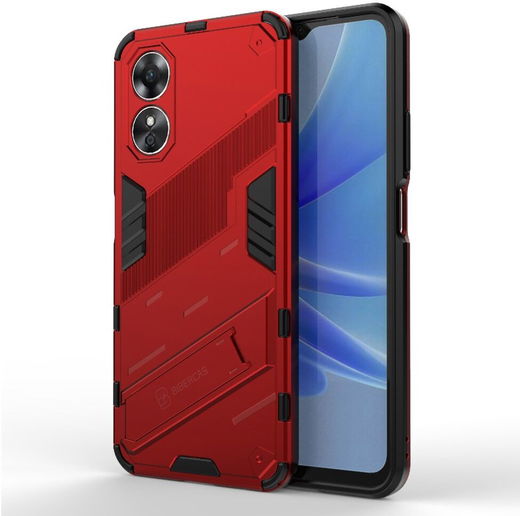Oppo A17 Hoesje Shockproof Kickstand Back Cover Rood afbeelding 1