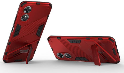 Oppo A17 Hoesje Shockproof Kickstand Back Cover Rood afbeelding 2
