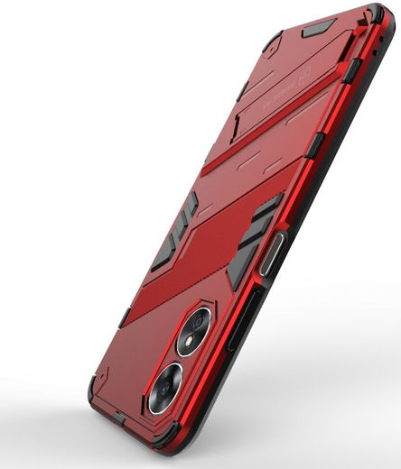 Oppo A17 Hoesje Shockproof Kickstand Back Cover Rood afbeelding 3