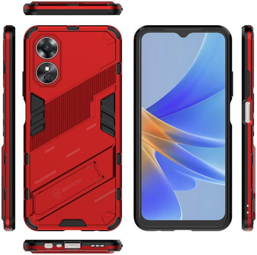 Oppo A17 Hoesje Shockproof Kickstand Back Cover Rood afbeelding 6