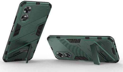 Oppo A17 Hoesje Shockproof Kickstand Back Cover Groen afbeelding 2