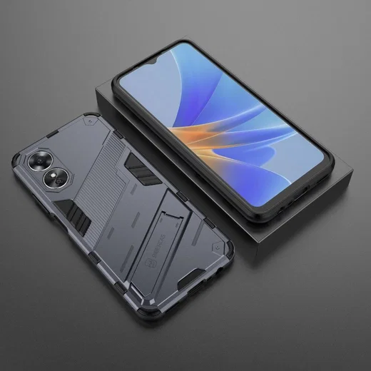 Oppo A17 Hoesje Shockproof Kickstand Back Cover Blauw afbeelding 5