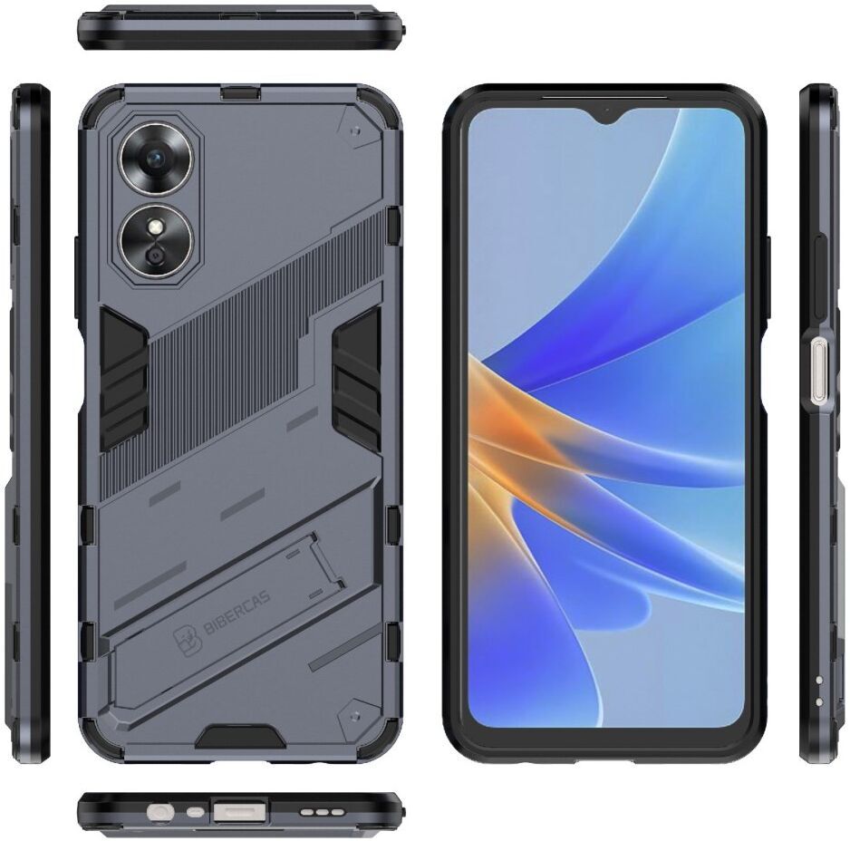 Oppo A17 Hoesje Shockproof Kickstand Back Cover Blauw afbeelding 6