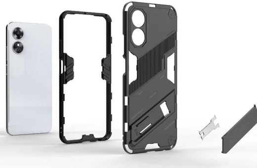 Oppo A17 Hoesje Shockproof Kickstand Back Cover Blauw afbeelding 7