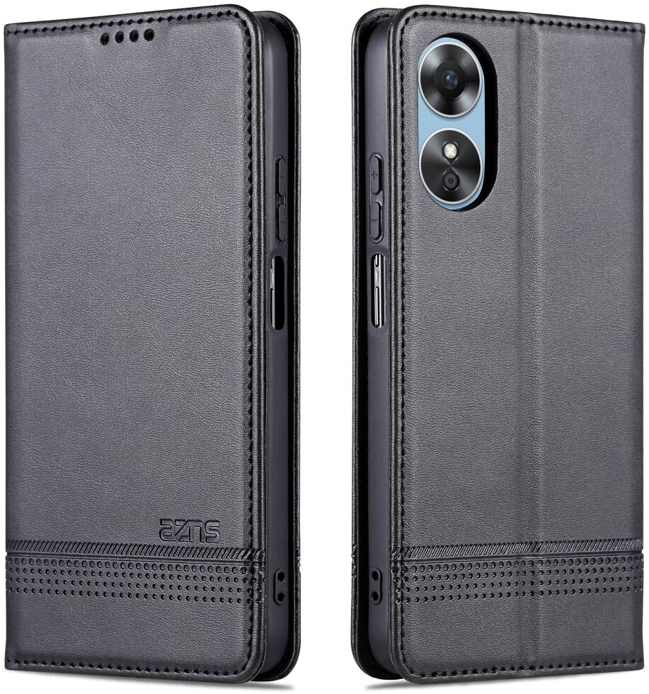 AZNS Oppo A17 Hoesje Wallet Book Case Kunstleer Zwart afbeelding 1