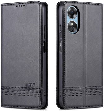 AZNS Oppo A17 Hoesje Wallet Book Case Kunstleer Zwart