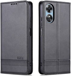 AZNS Oppo A17 Hoesje Wallet Book Case Kunstleer Zwart afbeelding