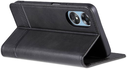 AZNS Oppo A17 Hoesje Wallet Book Case Kunstleer Zwart afbeelding 6