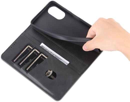 AZNS Oppo A17 Hoesje Wallet Book Case Kunstleer Zwart afbeelding 4