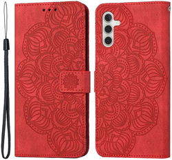Samsung Galaxy A34 Hoesje Mandala Book Case met Pasjeshouder Rood afbeelding