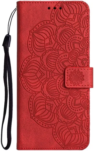 Samsung Galaxy A34 Hoesje Mandala Book Case met Pasjeshouder Rood afbeelding 2