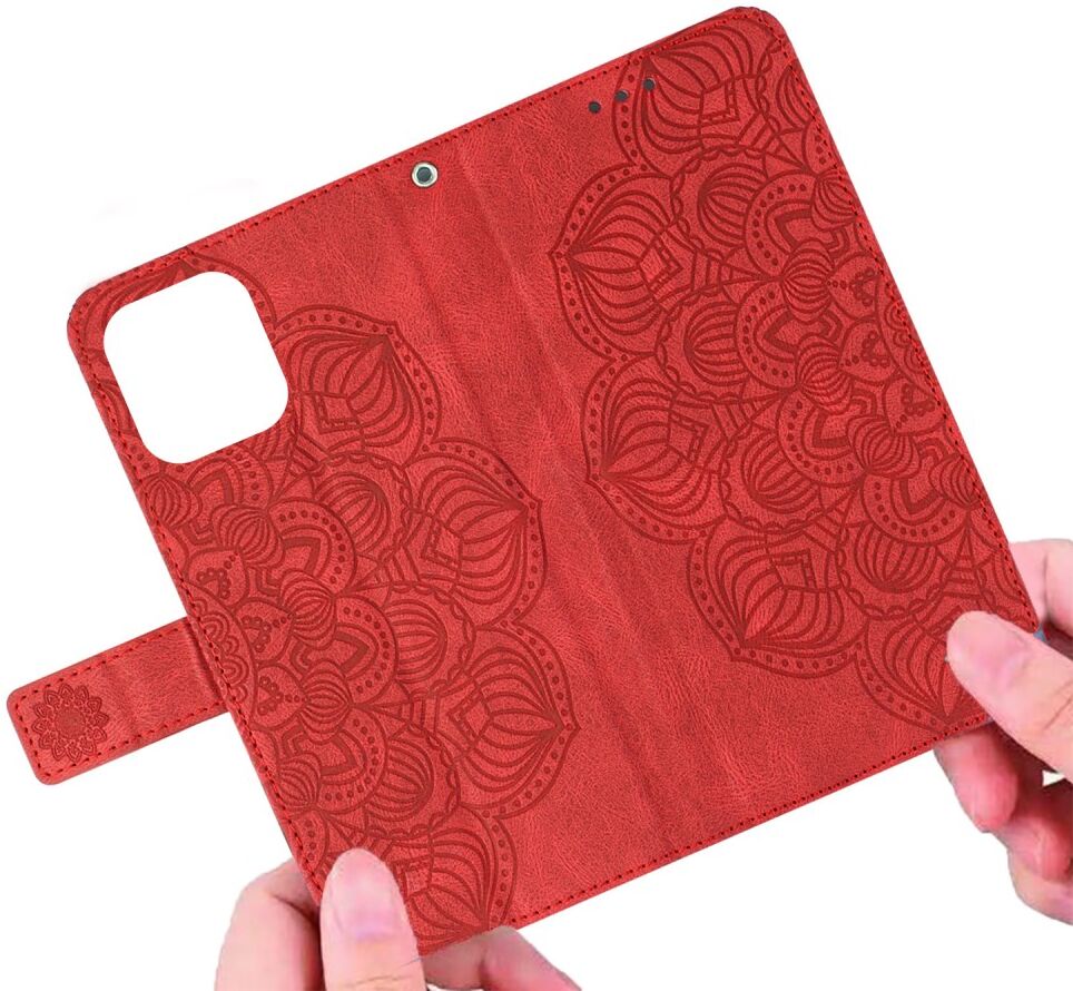 Samsung Galaxy A34 Hoesje Mandala Book Case met Pasjeshouder Rood afbeelding 3