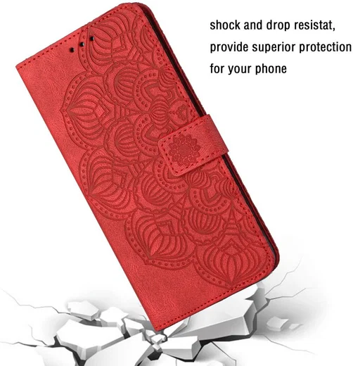 Samsung Galaxy A34 Hoesje Mandala Book Case met Pasjeshouder Rood afbeelding 8