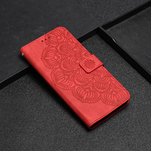Samsung Galaxy A34 Hoesje Mandala Book Case met Pasjeshouder Rood afbeelding 9