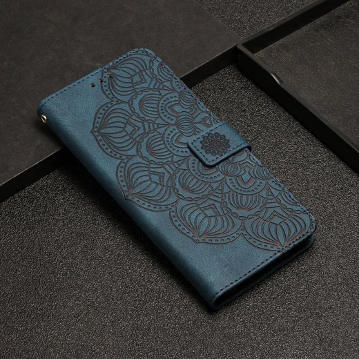 Samsung Galaxy A34 Hoesje Mandala Book Case met Pasjeshouder Blauw afbeelding 9