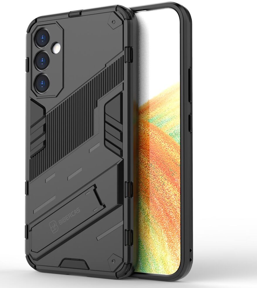 Samsung Galaxy A34 Hoesje Shockproof Kickstand Back Cover Zwart afbeelding 1