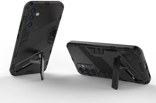 Samsung Galaxy A34 Hoesje Shockproof Kickstand Back Cover Zwart afbeelding 2