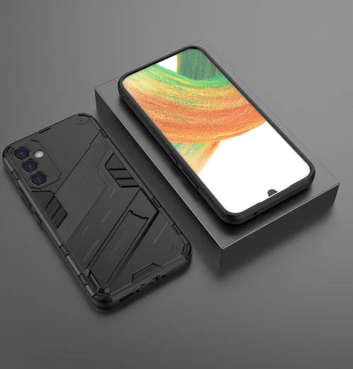 Samsung Galaxy A34 Hoesje Shockproof Kickstand Back Cover Zwart afbeelding 6