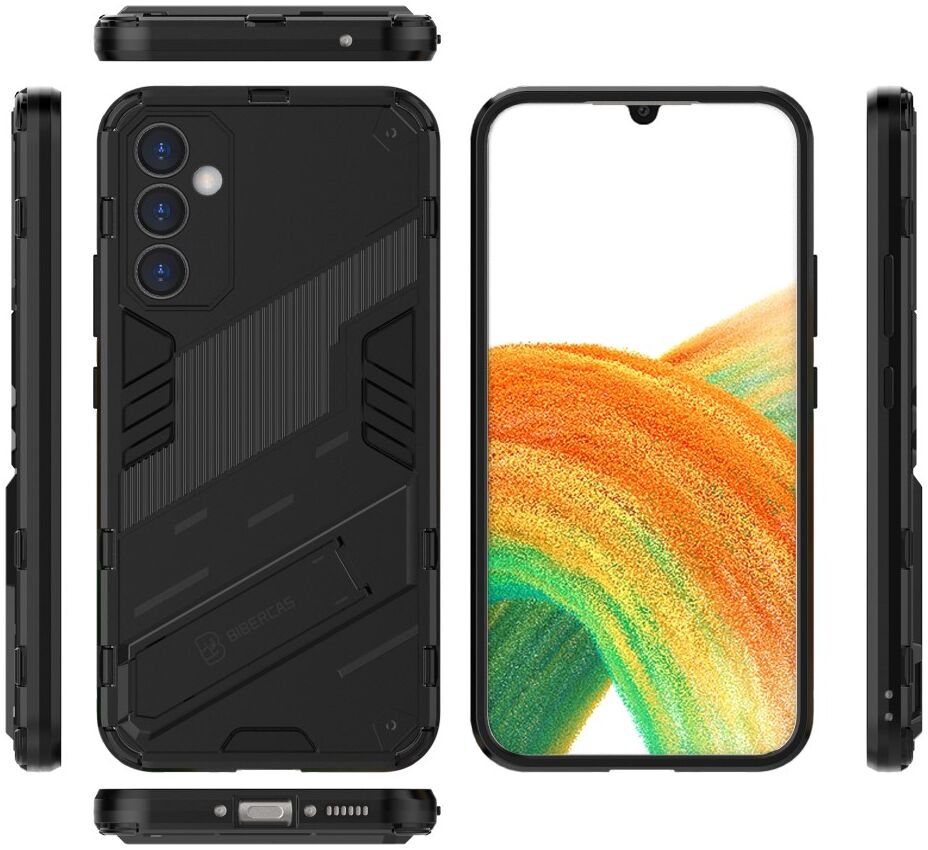 Samsung Galaxy A34 Hoesje Shockproof Kickstand Back Cover Zwart afbeelding 8
