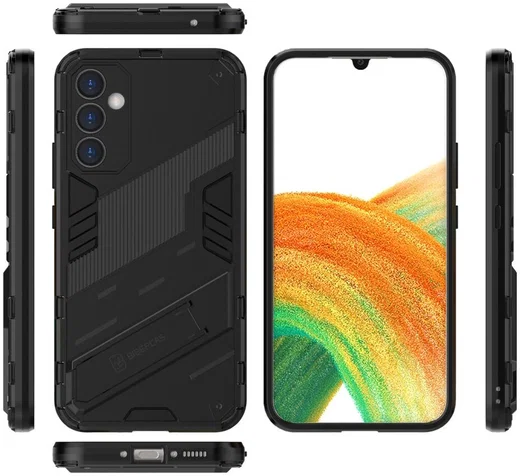 Samsung Galaxy A34 Hoesje Shockproof Kickstand Back Cover Zwart afbeelding 8