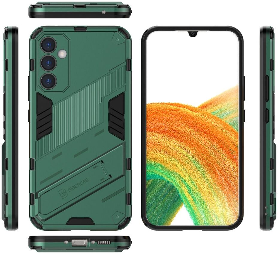 Samsung Galaxy A34 Hoesje Shockproof Kickstand Back Cover Groen afbeelding 7