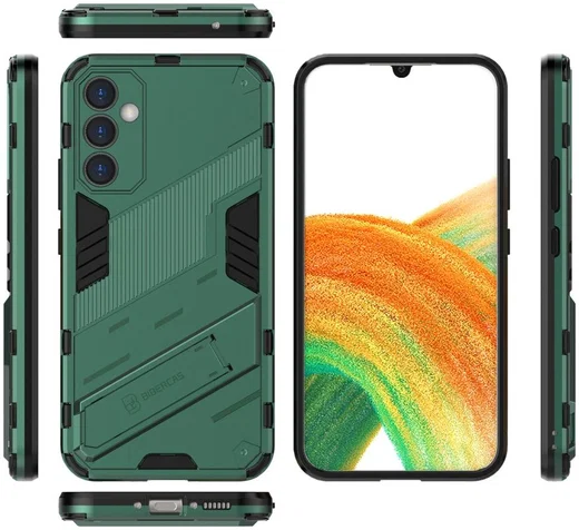 Samsung Galaxy A34 Hoesje Shockproof Kickstand Back Cover Groen afbeelding 7