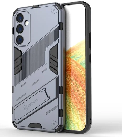 Samsung Galaxy A34 Hoesje Shockproof Kickstand Back Cover Blauw afbeelding 1