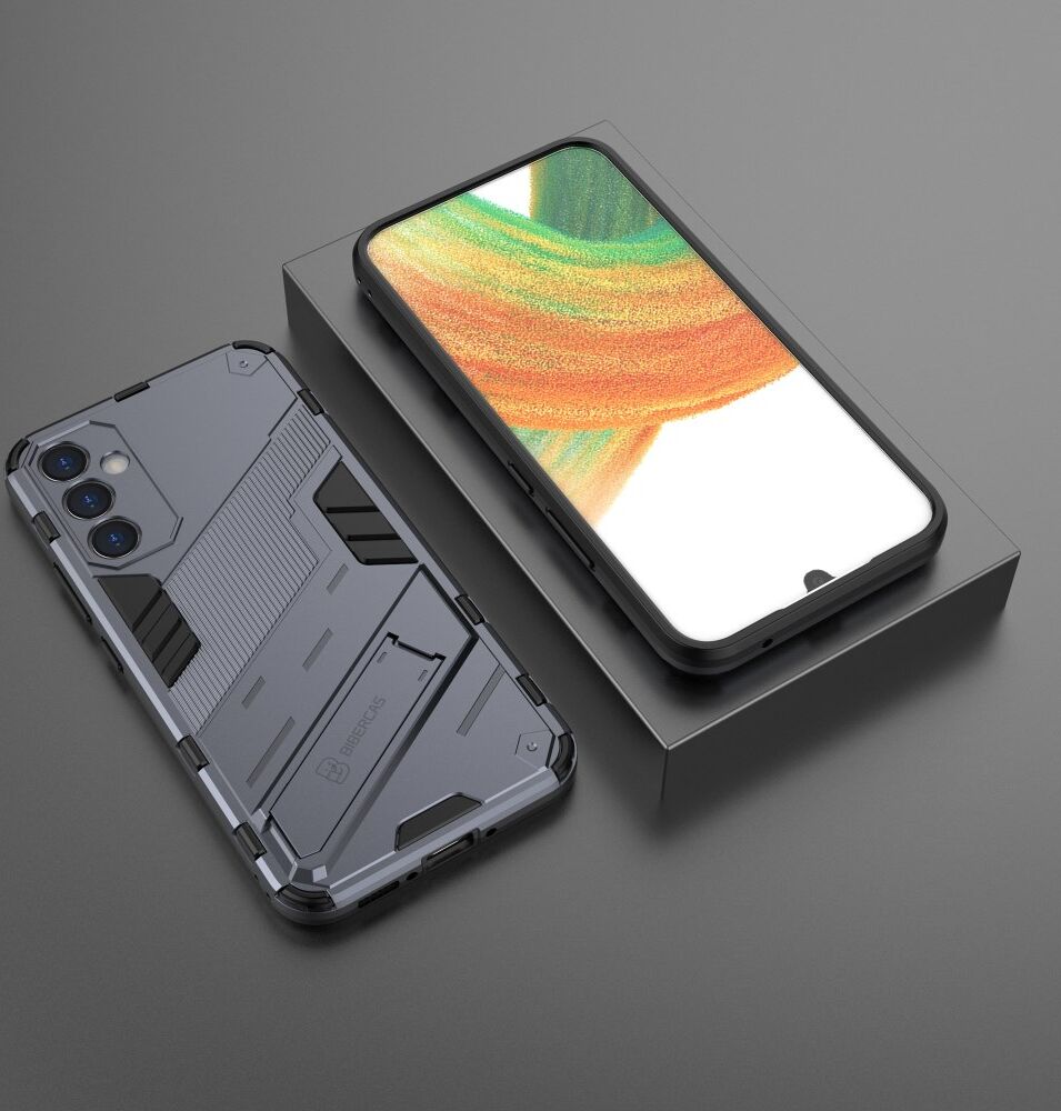 Samsung Galaxy A34 Hoesje Shockproof Kickstand Back Cover Blauw afbeelding 5