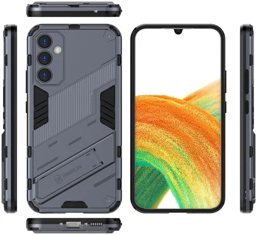 Samsung Galaxy A34 Hoesje Shockproof Kickstand Back Cover Blauw afbeelding 7