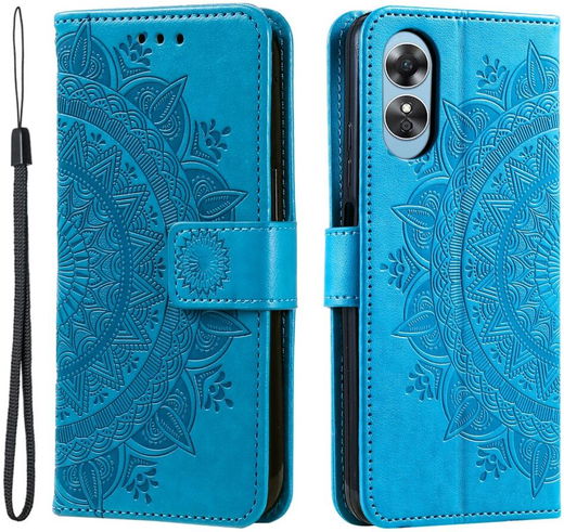 Oppo A58 5G / A78 5G Hoesje Mandala Book Case met Pasjeshouder Blauw afbeelding 1