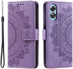 Oppo A58 5G / A78 5G Hoesje Mandala Book Case met Pasjeshouder Paars afbeelding