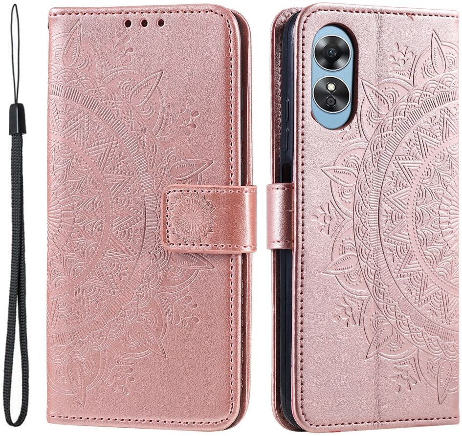 Oppo A58 5G / A78 5G Hoesje Mandala Book Case met Pasjeshouder Roze afbeelding 1