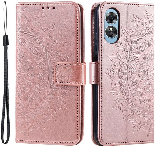 Oppo A58 5G / A78 5G Hoesje Mandala Book Case met Pasjeshouder Roze afbeelding 1