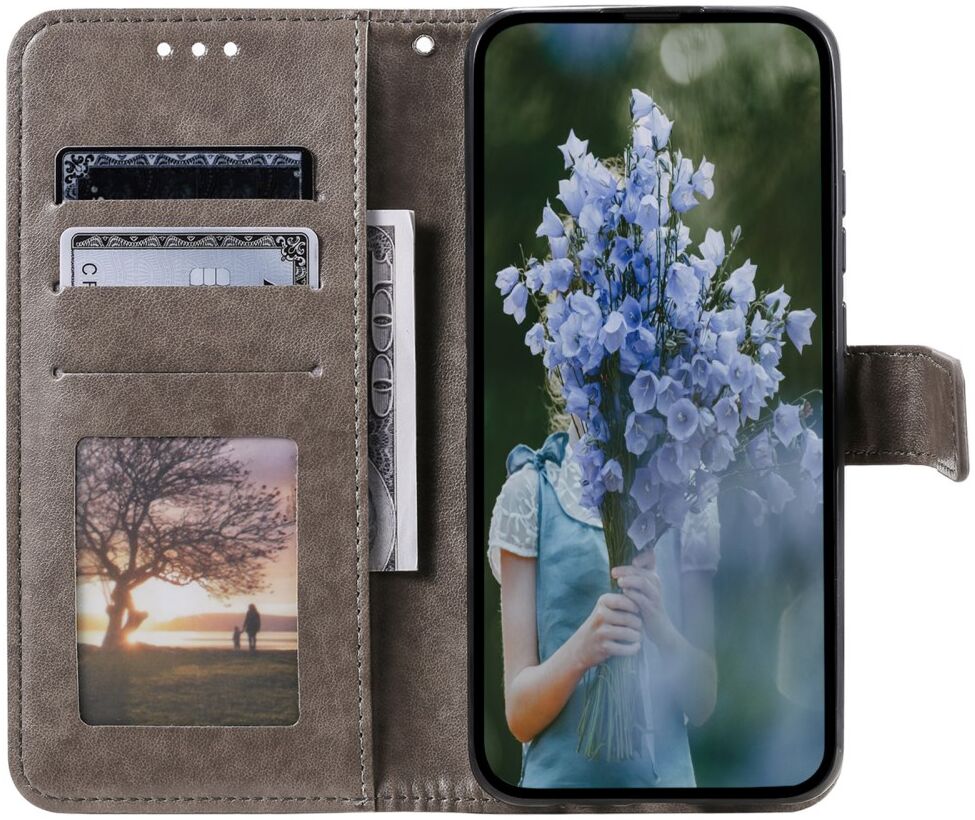 Oppo A58 5G / A78 5G Hoesje Mandala Book Case met Pasjeshouder Grijs afbeelding 2