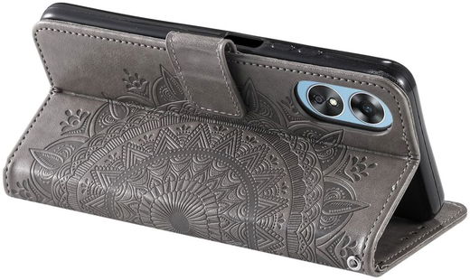 Oppo A58 5G / A78 5G Hoesje Mandala Book Case met Pasjeshouder Grijs afbeelding 4
