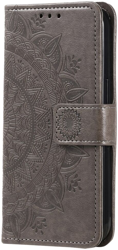 Oppo A58 5G / A78 5G Hoesje Mandala Book Case met Pasjeshouder Grijs afbeelding 5