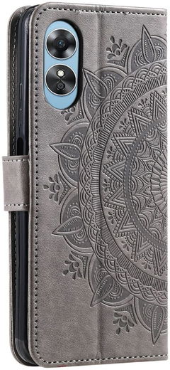 Oppo A58 5G / A78 5G Hoesje Mandala Book Case met Pasjeshouder Grijs afbeelding 6