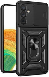 Samsung Galaxy A34 Hoesje met Camera Slider en Kickstand Ring Zwart afbeelding