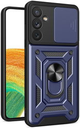 Samsung Galaxy A34 Hoesje met Camera Slider en Kickstand Ring Blauw afbeelding