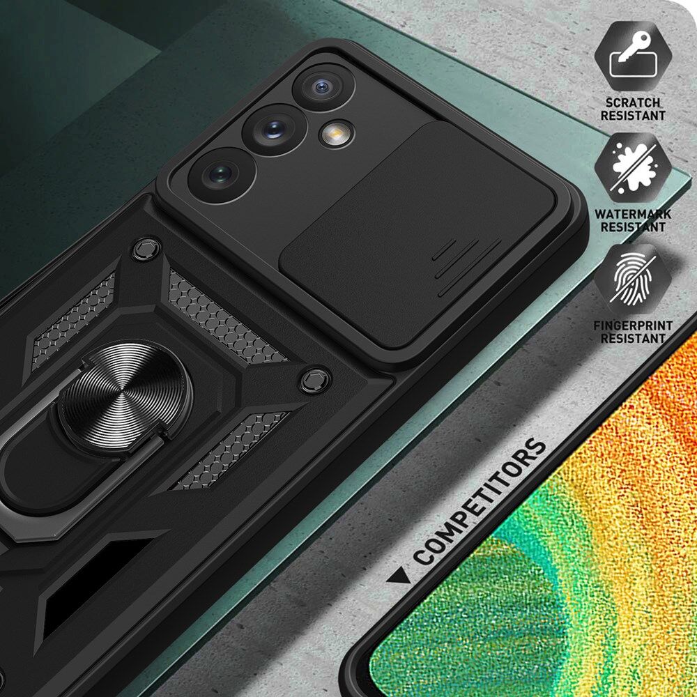 Samsung Galaxy A34 Hoesje met Camera Slider en Kickstand Ring Blauw afbeelding 4