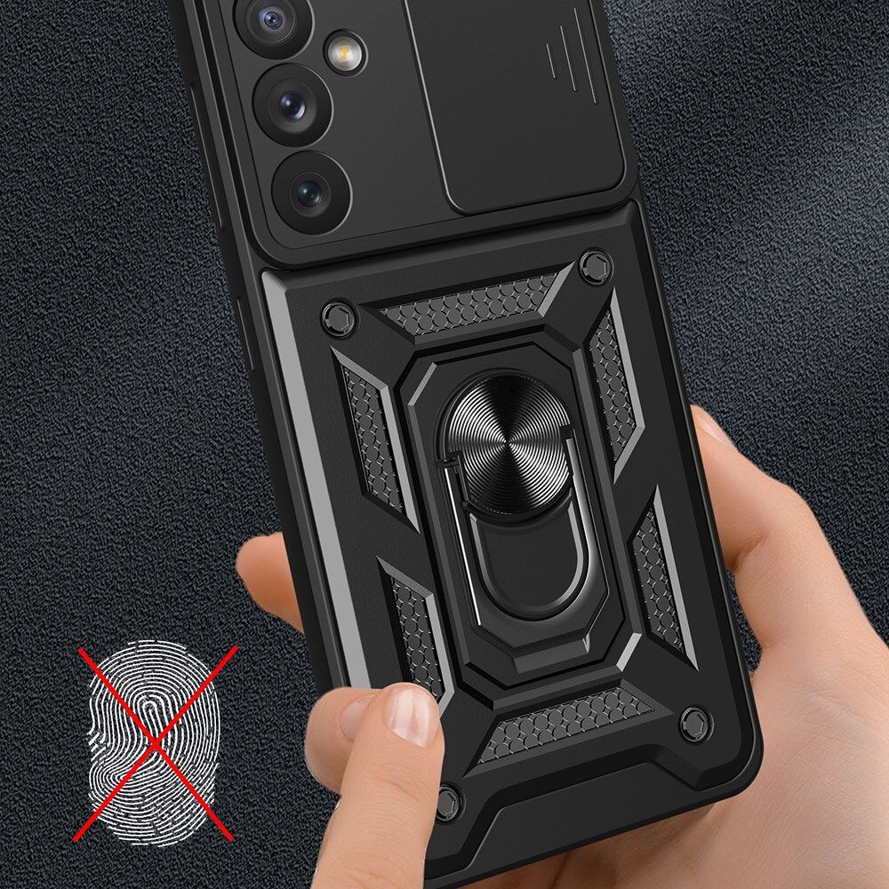 Samsung Galaxy A34 Hoesje met Camera Slider en Kickstand Ring Blauw afbeelding 5
