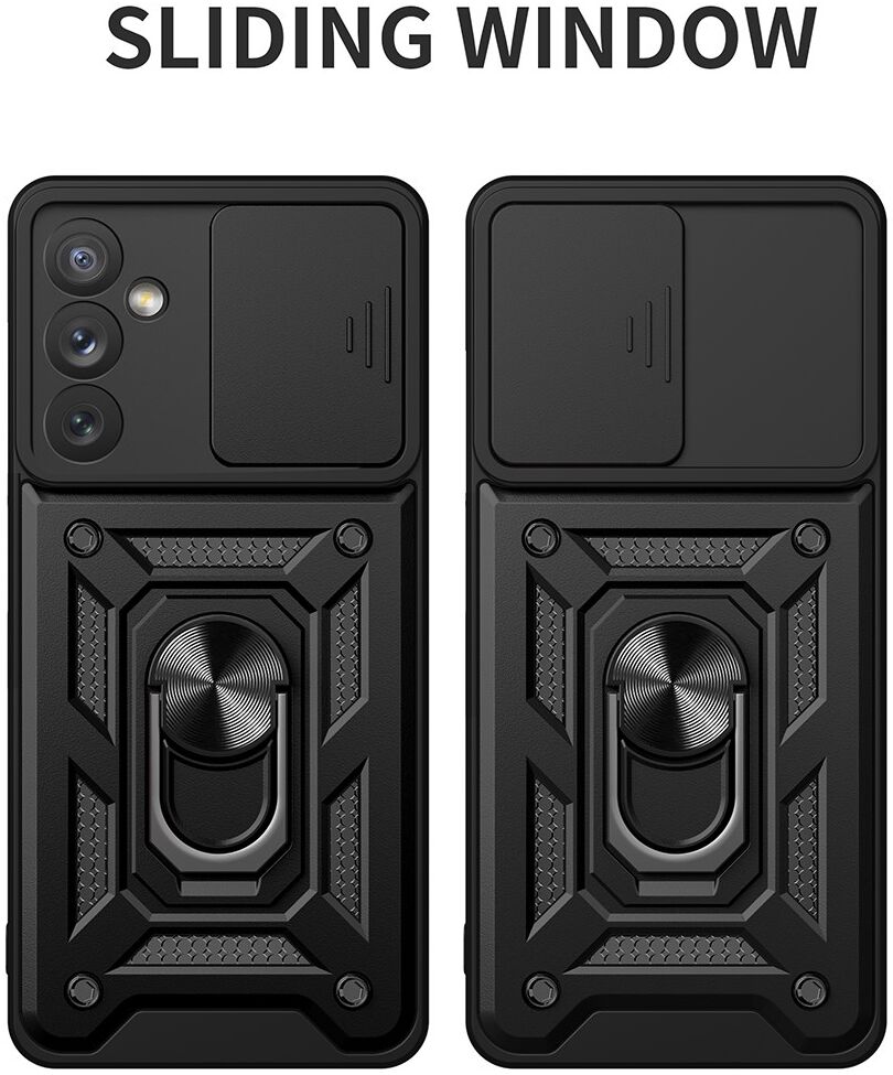 Samsung Galaxy A34 Hoesje met Camera Slider en Kickstand Ring Blauw afbeelding 9
