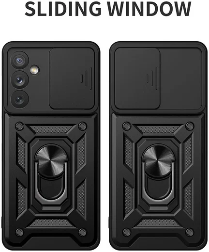 Samsung Galaxy A34 Hoesje met Camera Slider en Kickstand Ring Blauw afbeelding 9