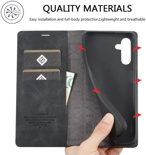LC.IMEEKE Samsung Galaxy A34 Hoesje Wallet Book Case Zwart afbeelding 3